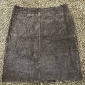 VTG 90s Chocolate Brown Leather Skirt Women’s 11/12 Lined Euro Minimalist 34x21